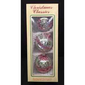 Large Vintage Christmas Classics Glass Glitter Christmas Ornaments